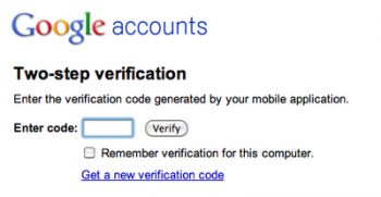 Two step verification