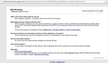 Google Safe Browsing diagnostic page for upc.pl