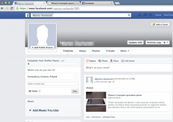 iPhone scam na Facebooku - widok naszego profilu po ataku, czyli przepisaniu CAPTCHA