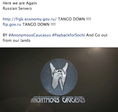Wiadomość na facebookowym profilu kaukaskich Anonimowych