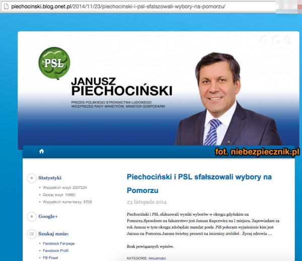 Janusz Piechociński zhackowany - blog