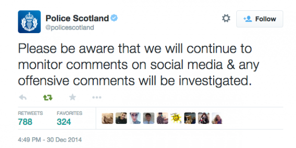 Szkocka policja przestrzega przed obraźliwymi postami w internecie