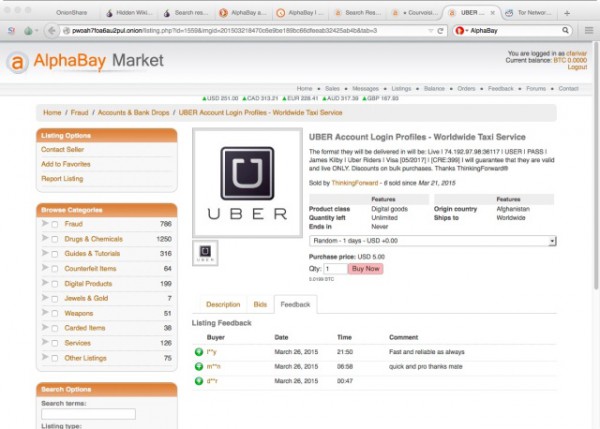 Uber - fałszywe konta na sprzedaż