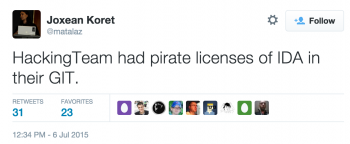 Joxean_Koret_on_Twitter___HackingTeam_had_pirate_licenses_of_IDA_in_their_GIT__